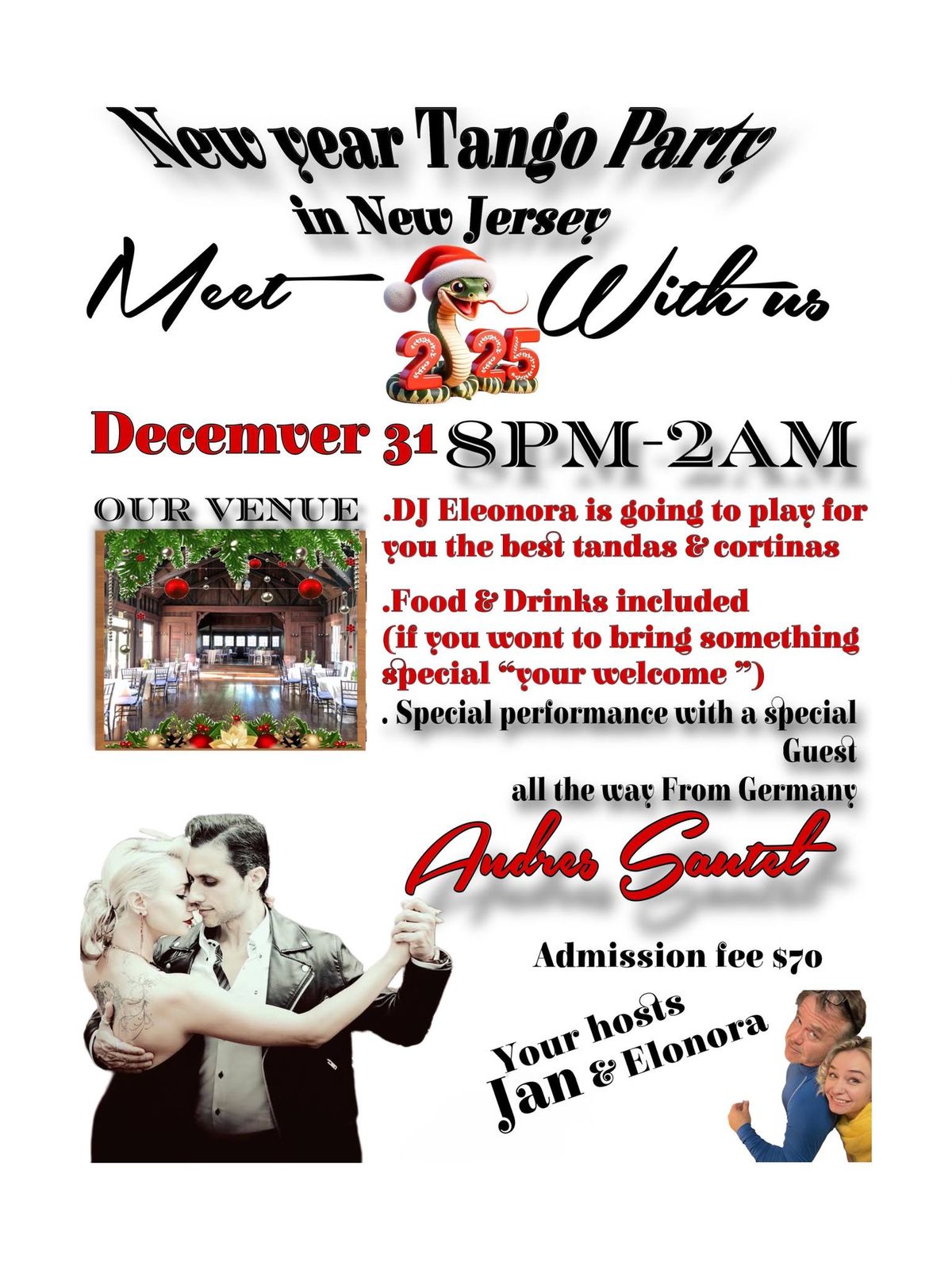 New Year Tango Mix social  Party 2025 in New Jersey  