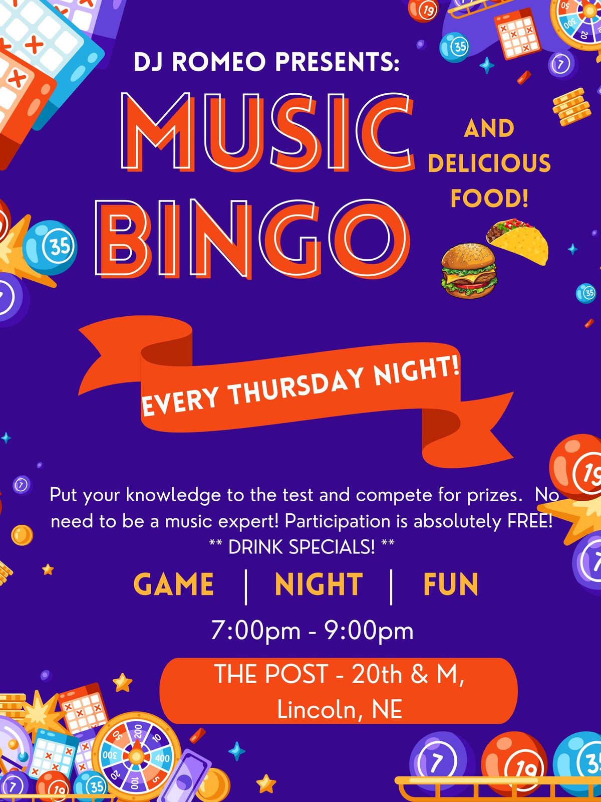 MUSIC BINGO WITH DJ ROMEO!