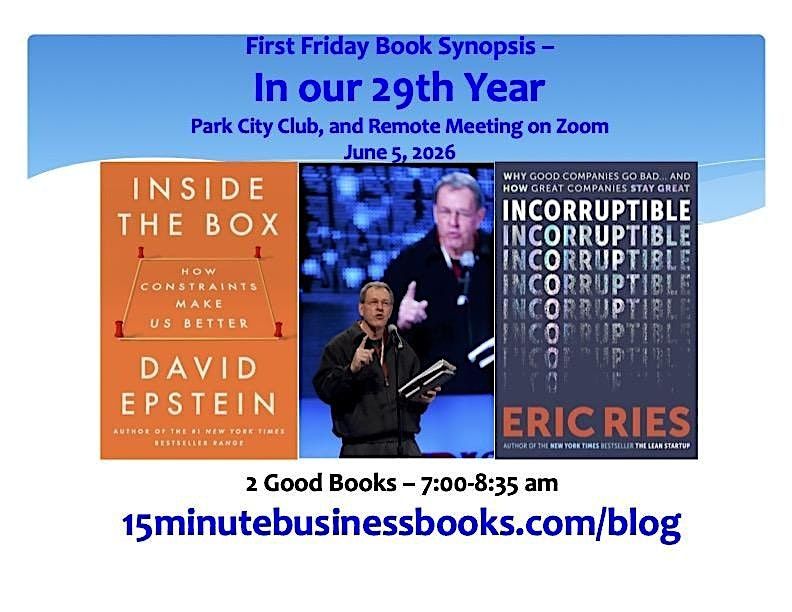 First Friday Book Synopsis, June 5, 2026