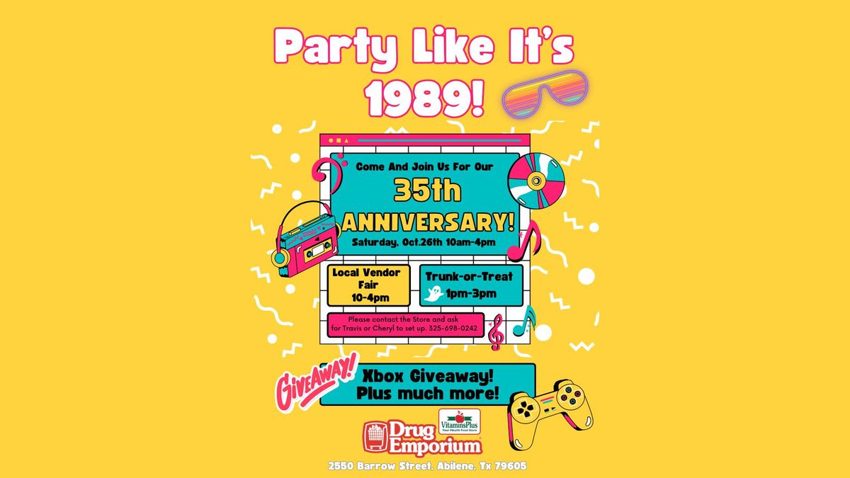 Drug Emporium's 35th Anniversary- Party like it's 1989! Giveaways!