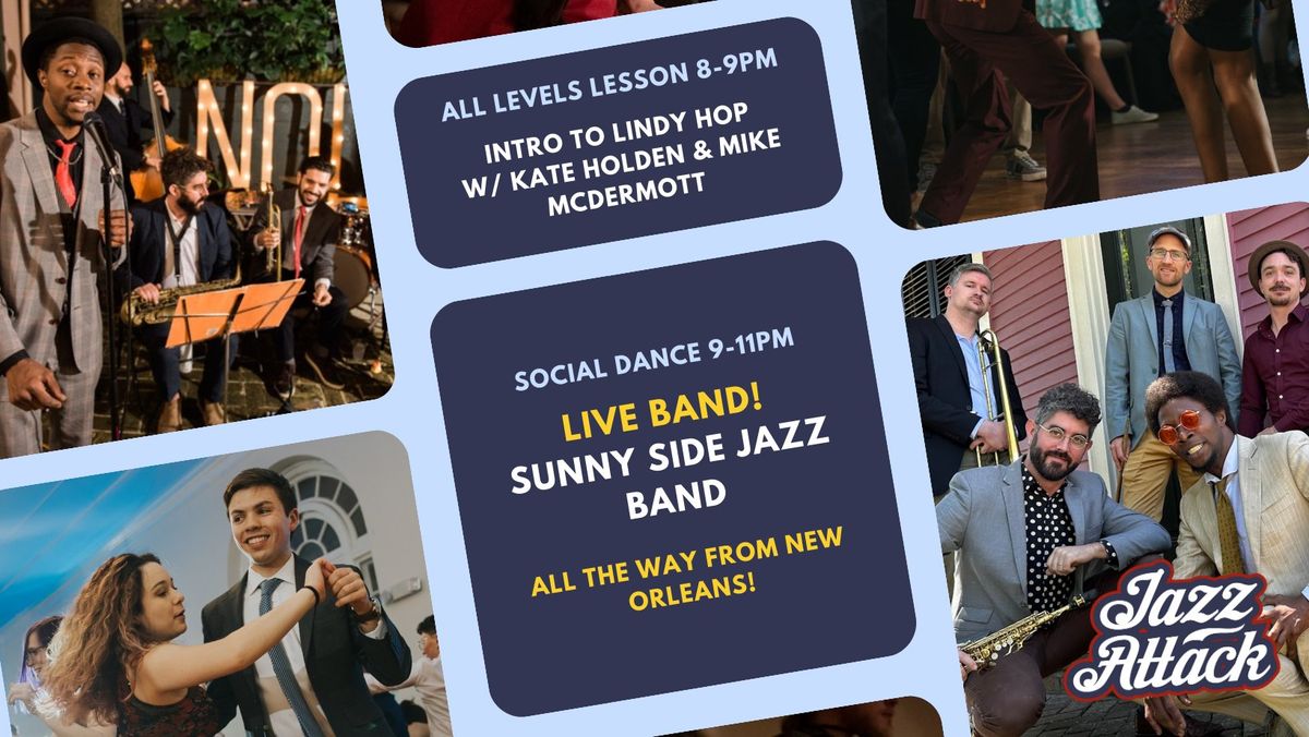 NOLA's Sunny Side Jazz Band LIVE @ Jazz Attack 8\/8 | Lessons + Dance | Philly Lindy Hop