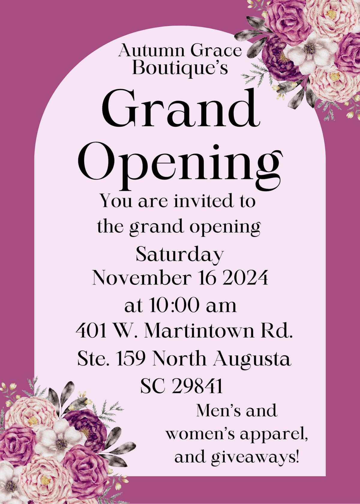 Grand Opening for Autumn Grace Boutique