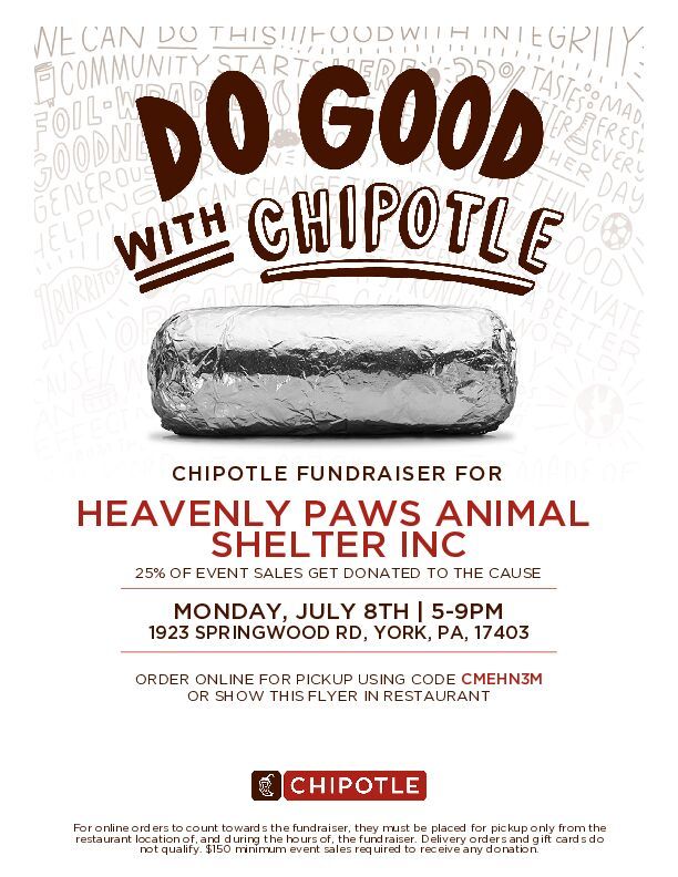 Heavenly Paws Chipotle Fundraiser