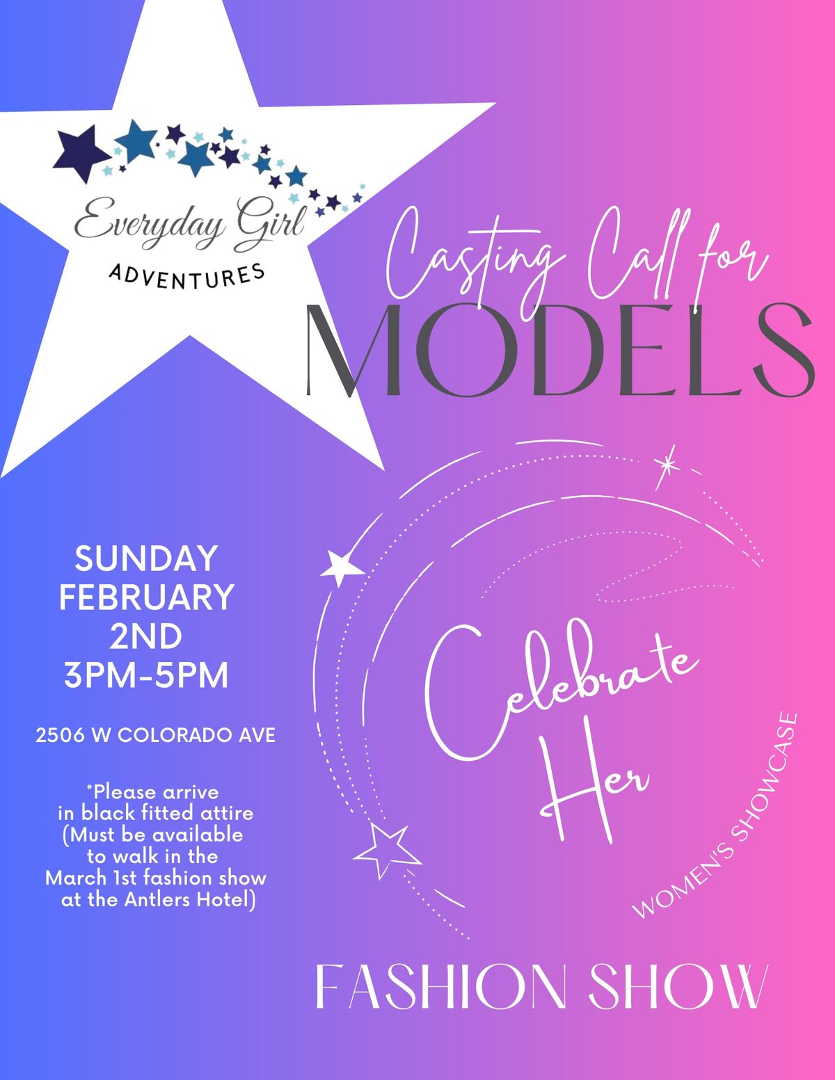 MODEL CALL for 2nd Annual Celebrate Her Fashion Show 