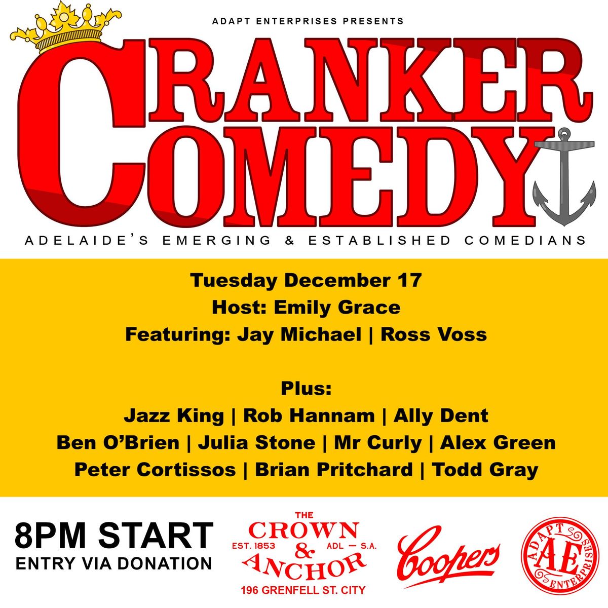 Cranker Comedy Tues Dec 17