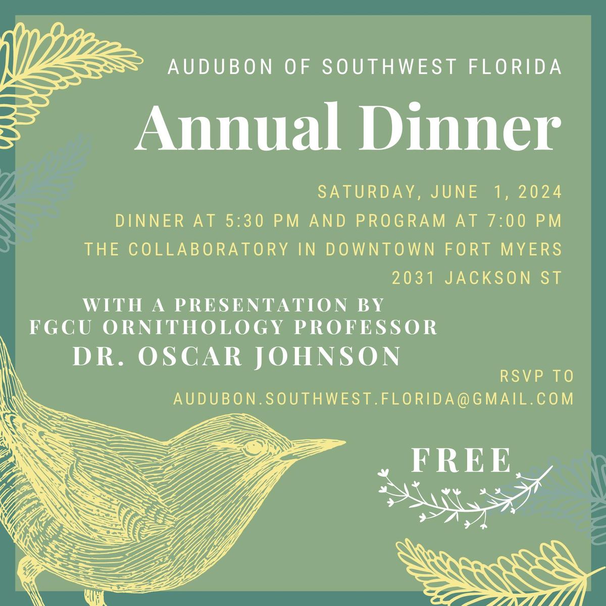 Audubon SWFL Annual Meeting and Award Dinner - FREE