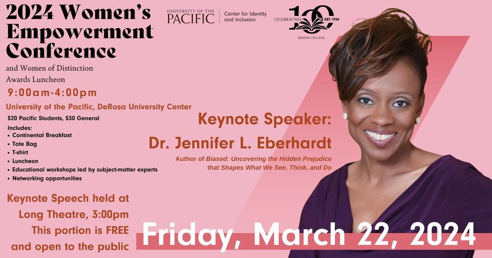 Dr. Jennifer Eberhardt, Keynote Speaker for the Women's Empowerment Conference Keynote 