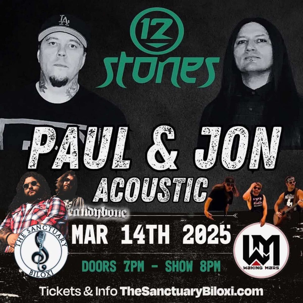 12 Stones - An Intimate Acoustic Evening with Paul & Jon \/ Special Guests : Candybone & Waking Mars