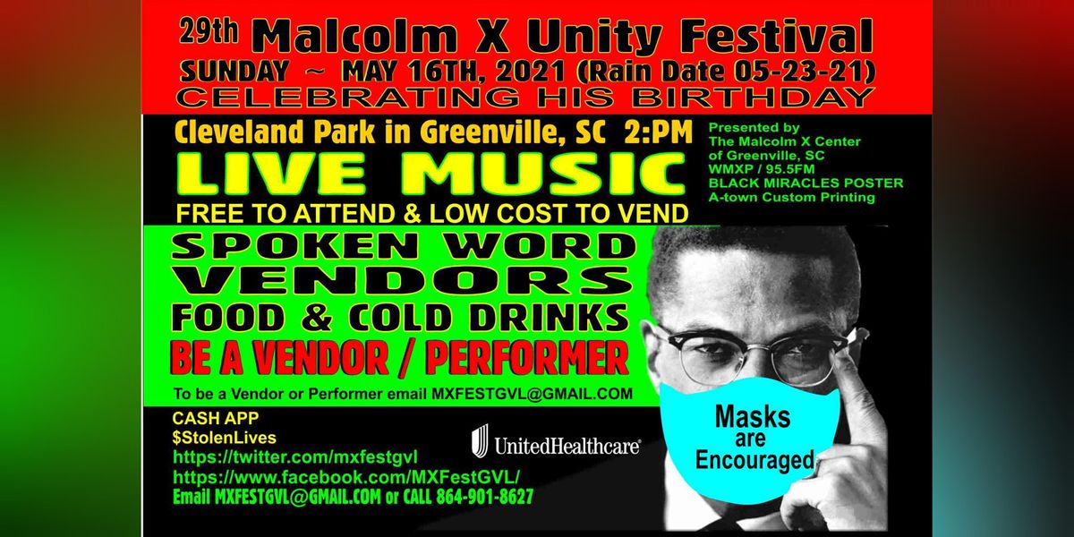 Malcolm X Fest 2021 Greenville, SC, CLEVELAND PARK, Greenville, 16 May 2021