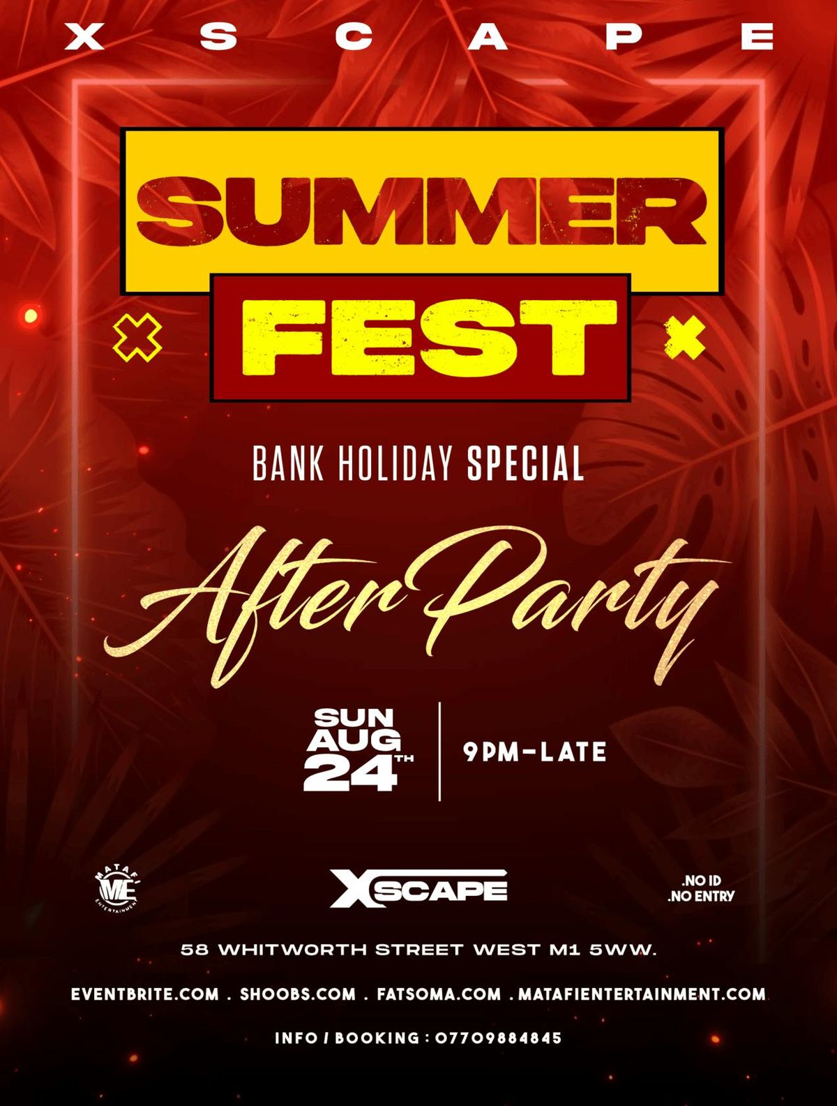 SUMMER FEST AFTERPARTY (BANK HOLIDAY SPECIAL) - Afrobeats\/HipHop\/Amapiano