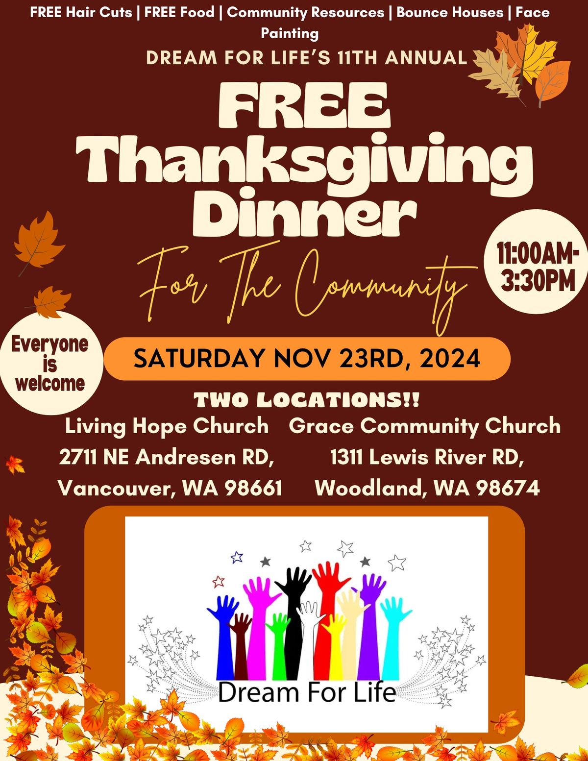 Dream For Life's Annual FREE Thanksgiving Dinner