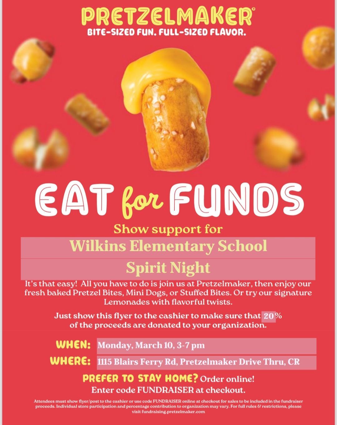 Wilkins Spirit Night at Pretzelmaker 