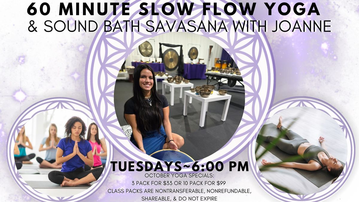 60 Minute Slow Flow Yoga & Sound Bath Savasana with Joanne