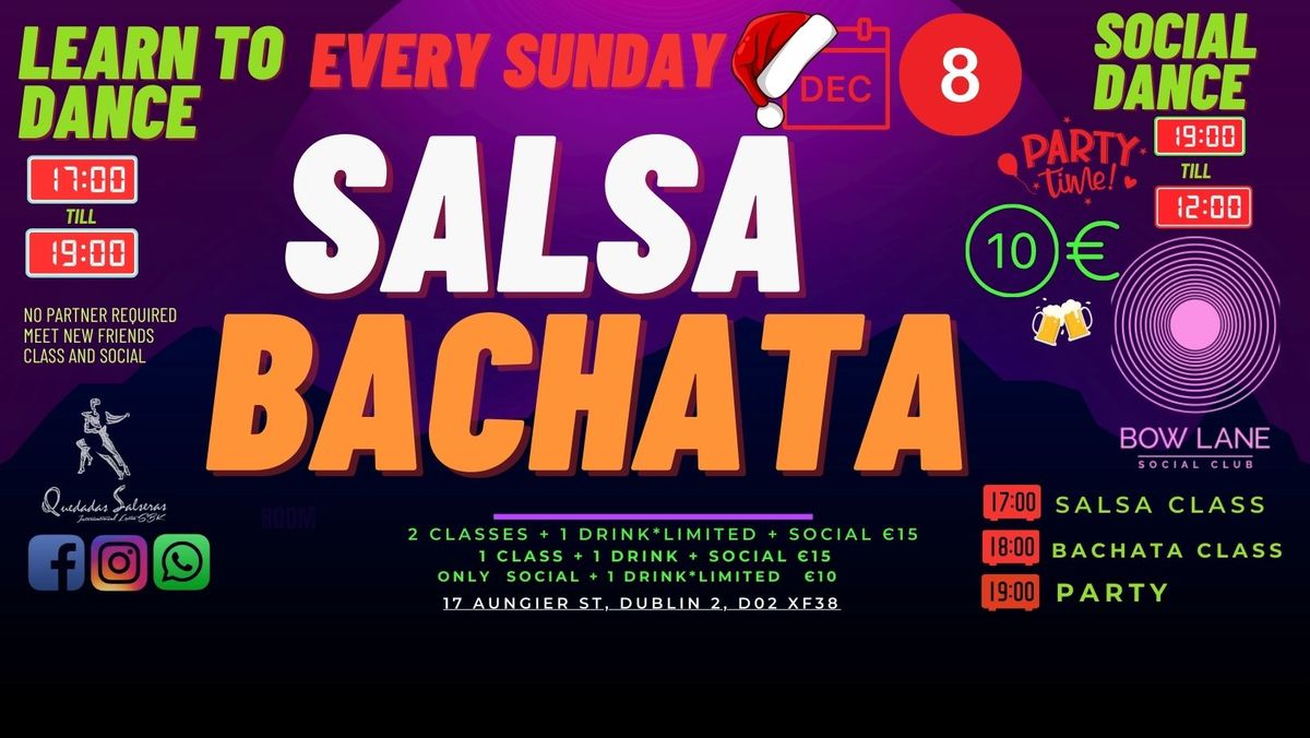  SUNDAY CLASSES- BACHATA & SALSA & SOCIAL at BOW LANE