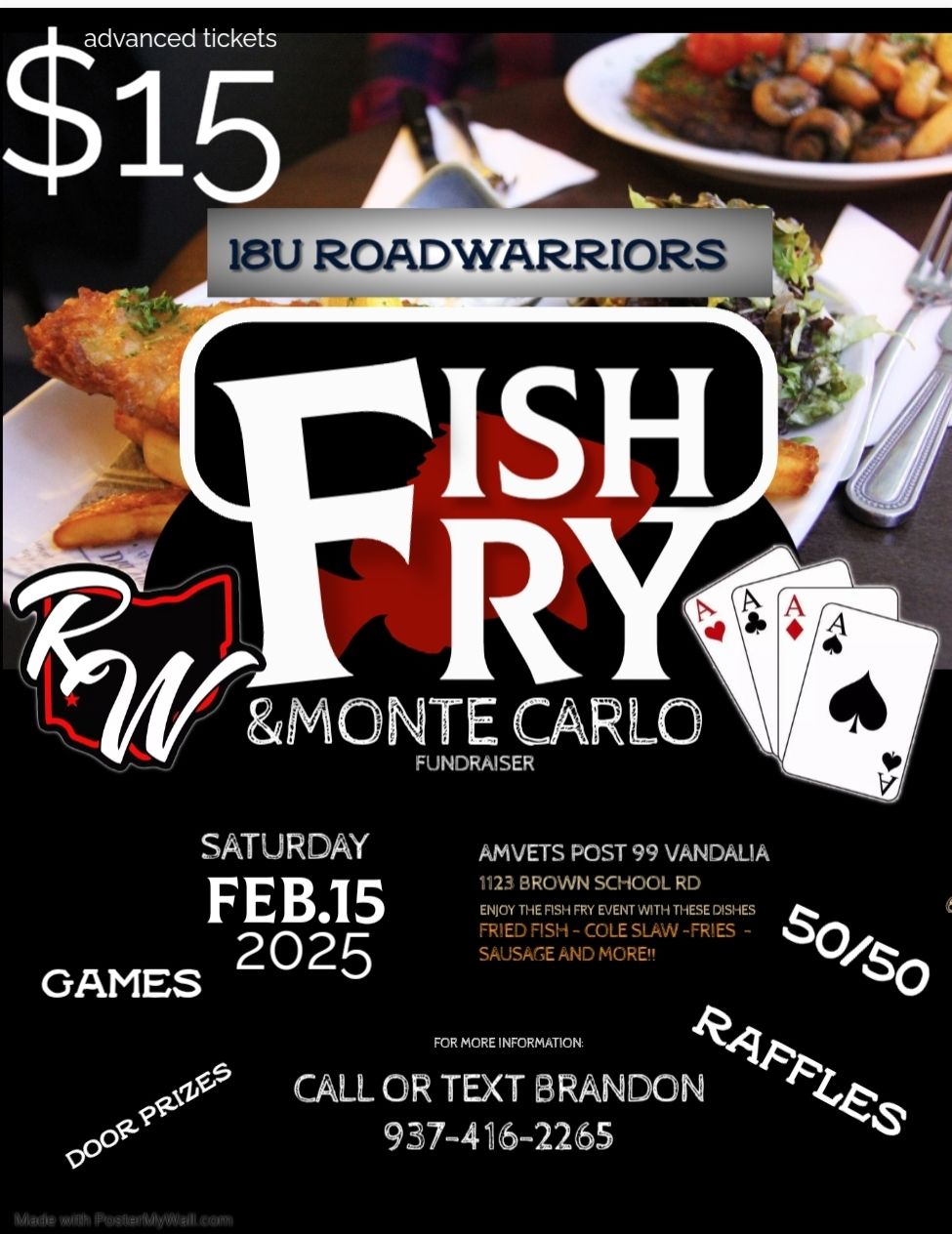 18U Roadwarriors Annual Fish Fry and Monte Carlo Fundraiser