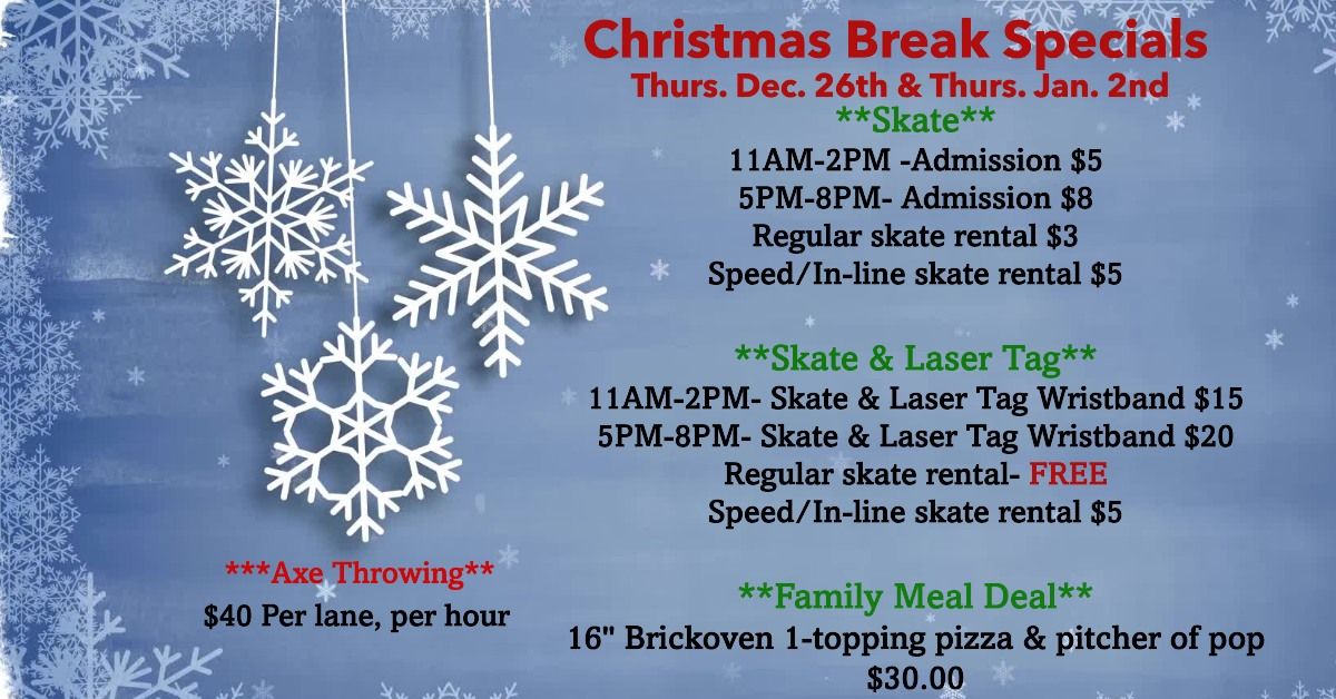 Christmas Break Specials @ JaRisa's Fun Zone