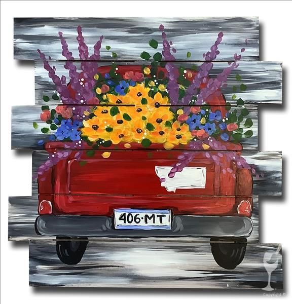 Montana Flower Truck Shiplap Painting