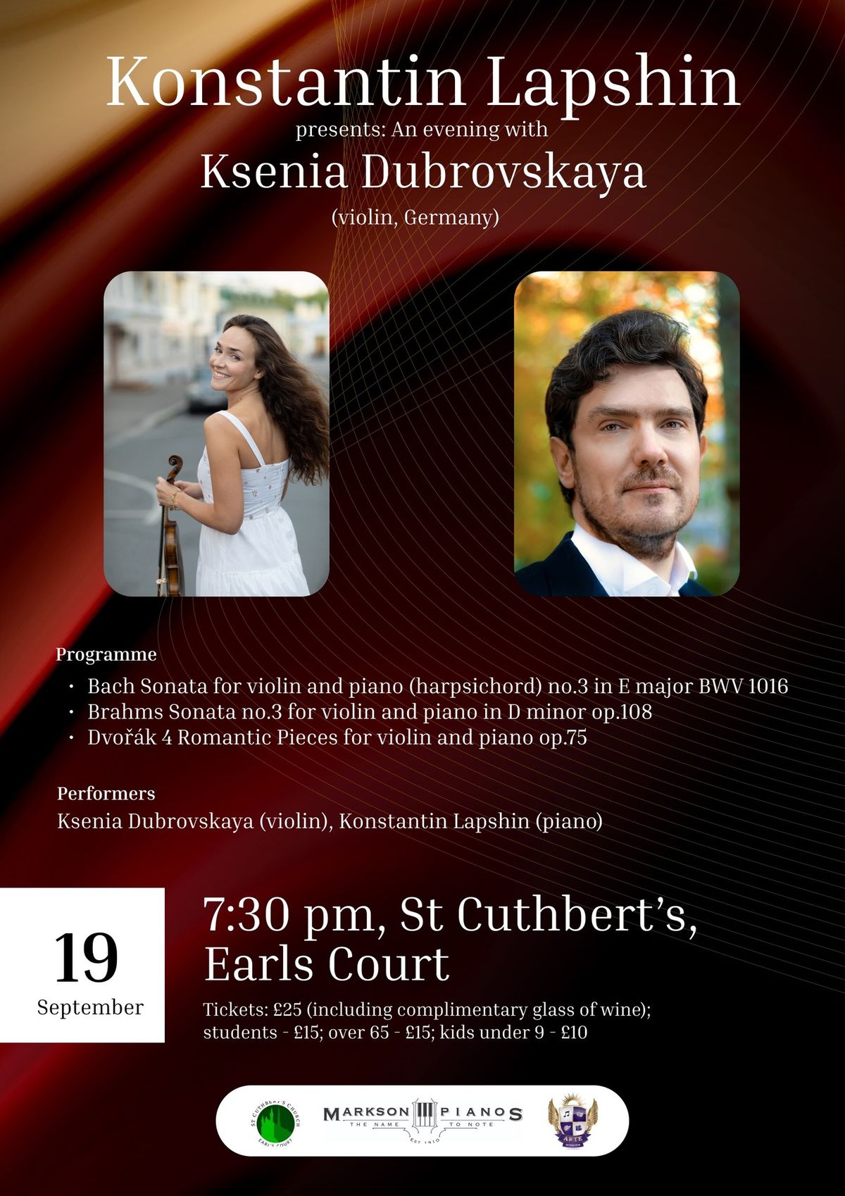 Konstantin Lapshin presents: an evening with Ksenia Dubrovskaya (violin, Germany)