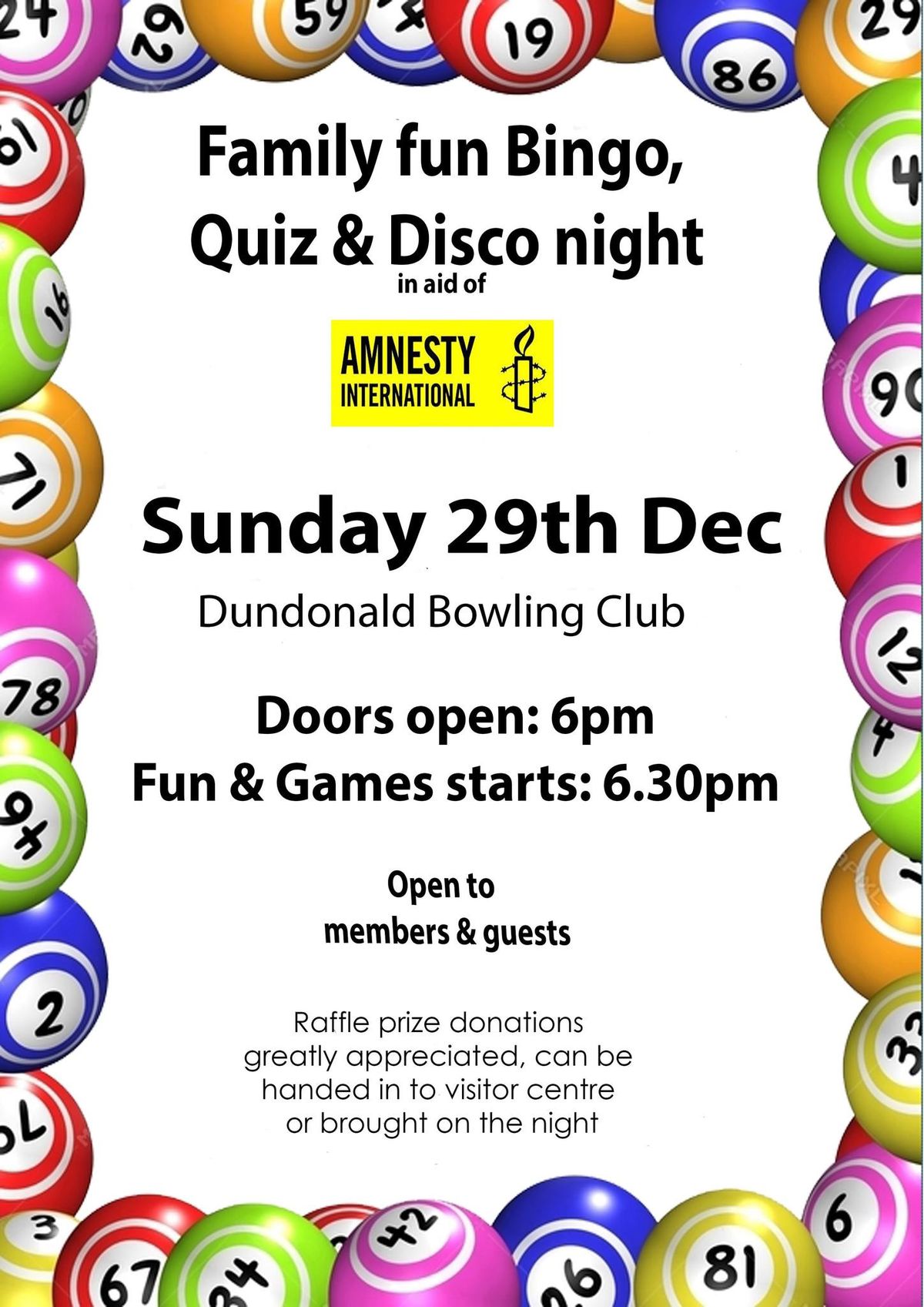 Charity Bingo Night for Amnesty International UK