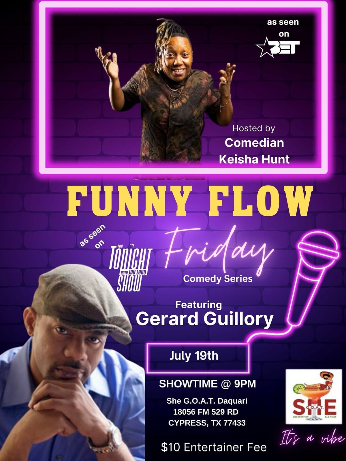 Funny Flow Friday's @ She G.O.A.T Daquiri and more