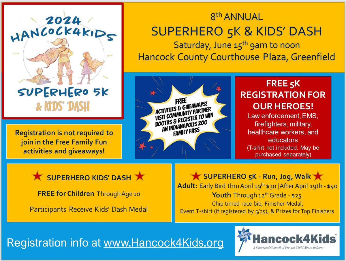 8th Annual Hancock4Kids Superhero 5k & Kids' Dash