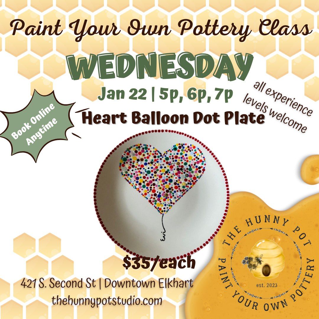 CLASS | Paint Your Own Heart Balloon Dot Plate