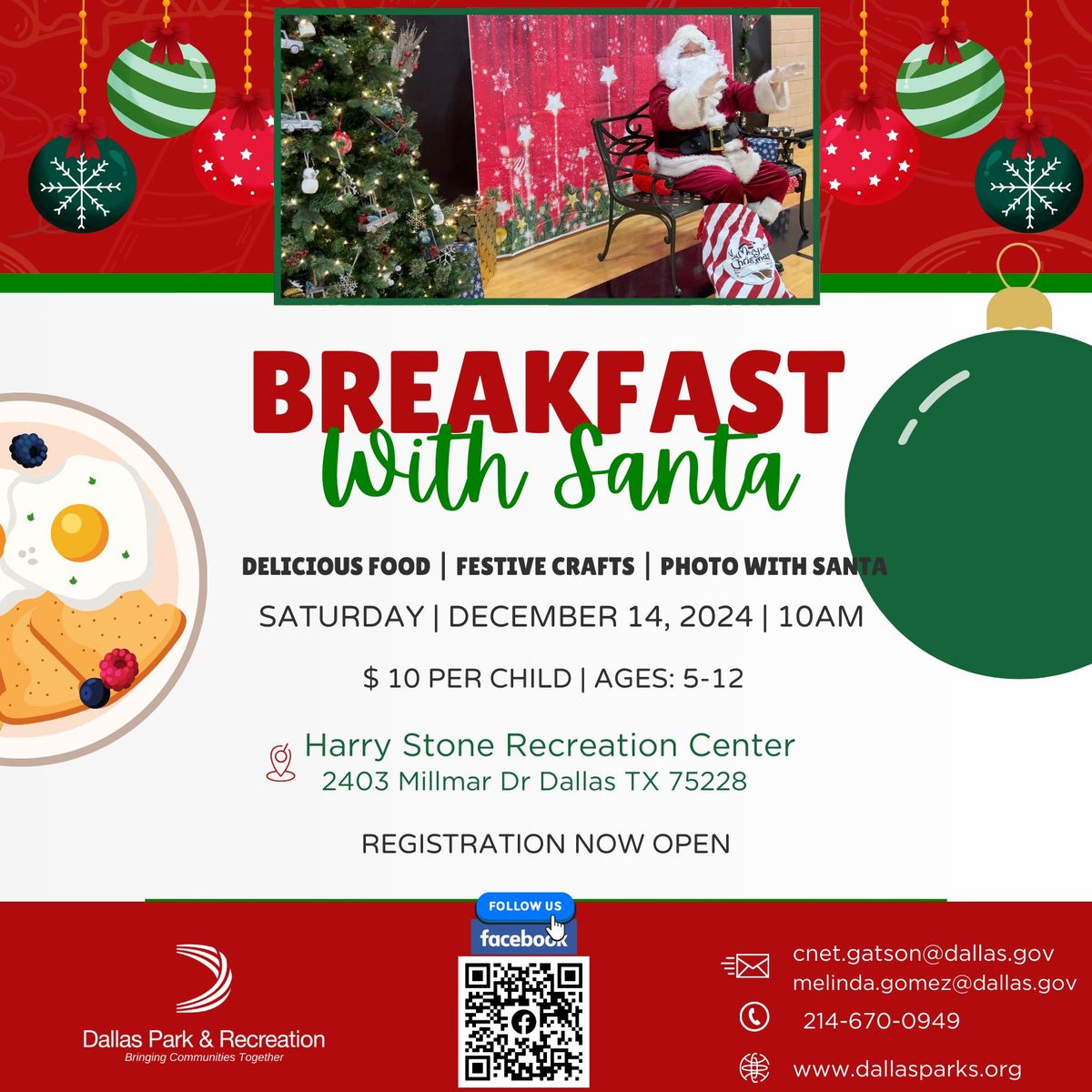 Breakfast with Santa Harry Stone Recreation Center