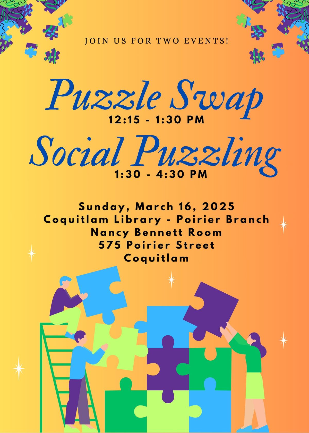 Coquitlam Puzzle Swap & Social Puzzling - March