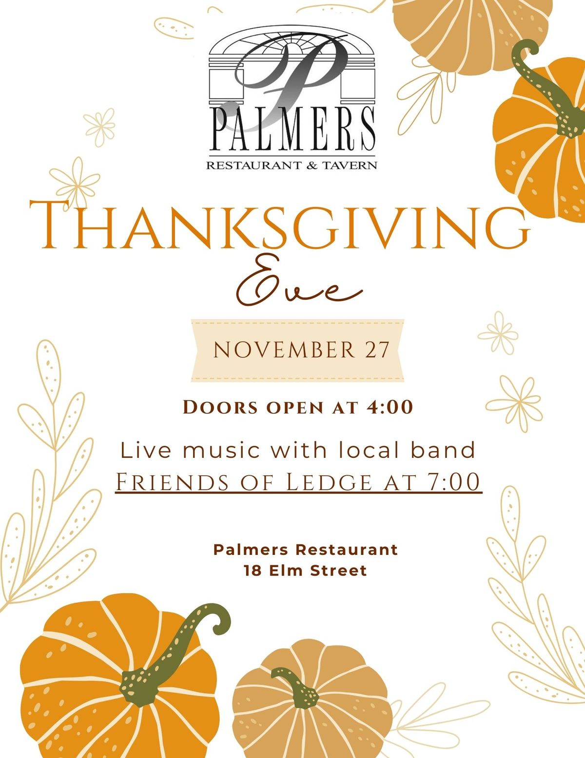 Thanksgiving Eve Bash at Palmer's