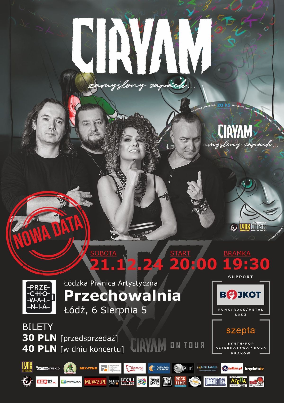 Koncert CIRYAM+BOJKOT+SZEPTA,PRZECHOWALNIA \u0141\u00d3DZ