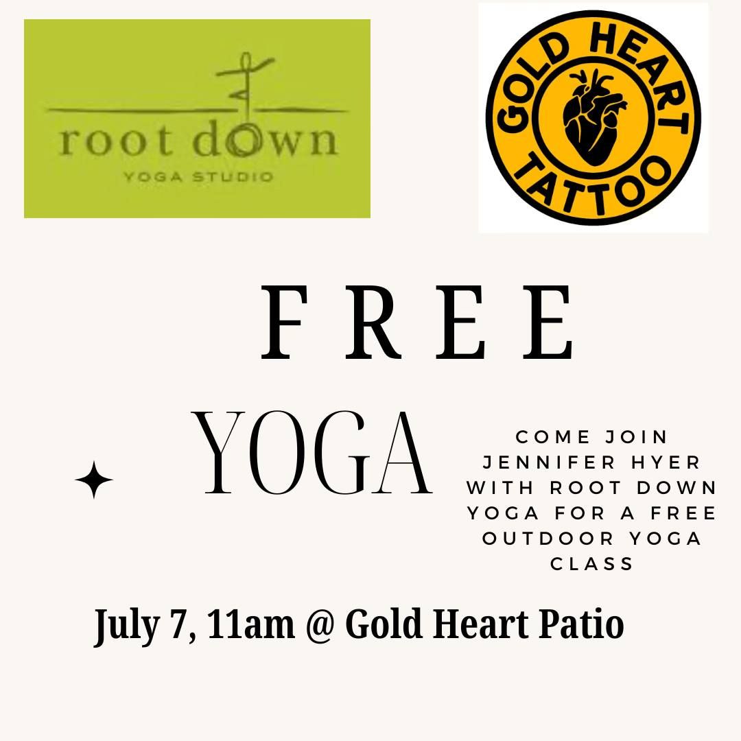 FREE Outdoor Yoga at the Gold Heart Tattoo Patio