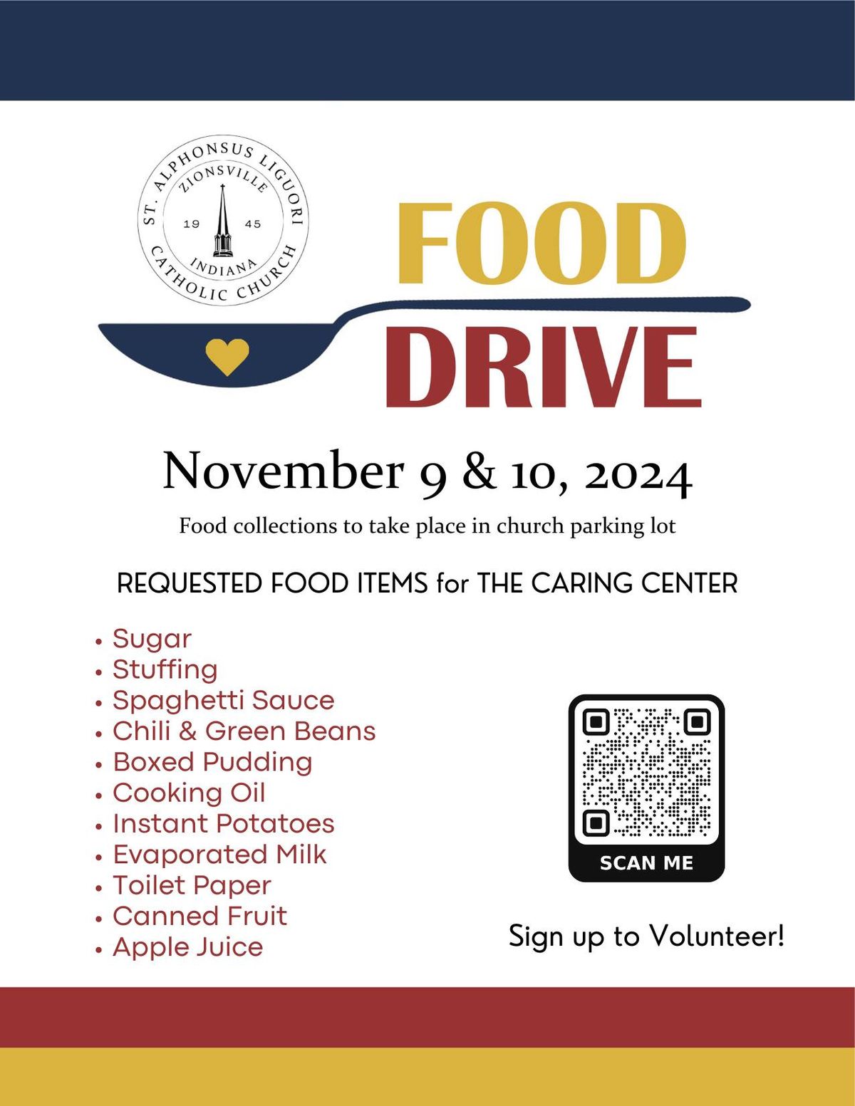 Quarterly Food Drive for The Caring Center