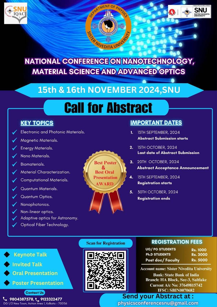 National Conference on Nanotechnology, Material Science, and Advanced Optics (NCNMO 2024)