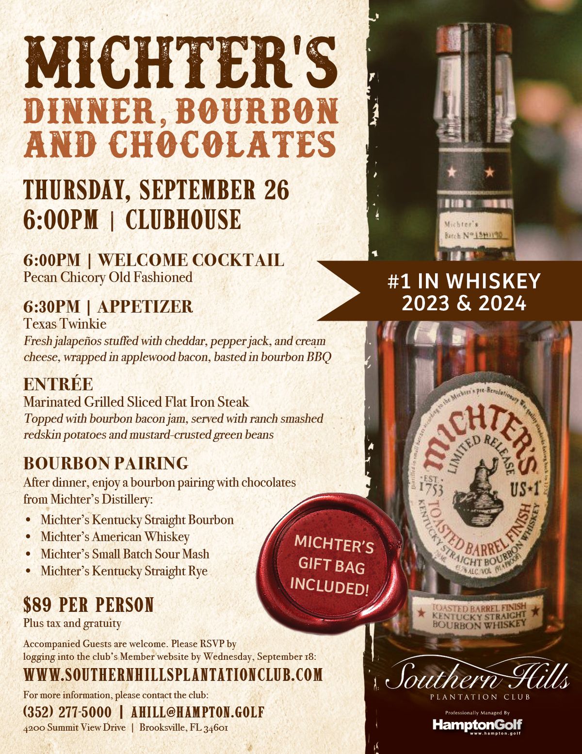 Michter's Dinner, Bourbon, and Chocolates (Member Event)