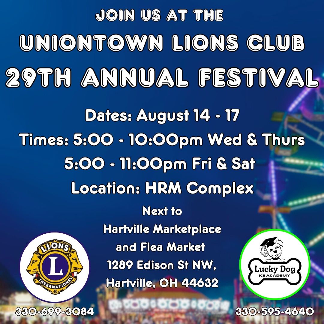 Uniontown Lions Club 29th Annual Festival, Hartville MarketPlace & Flea