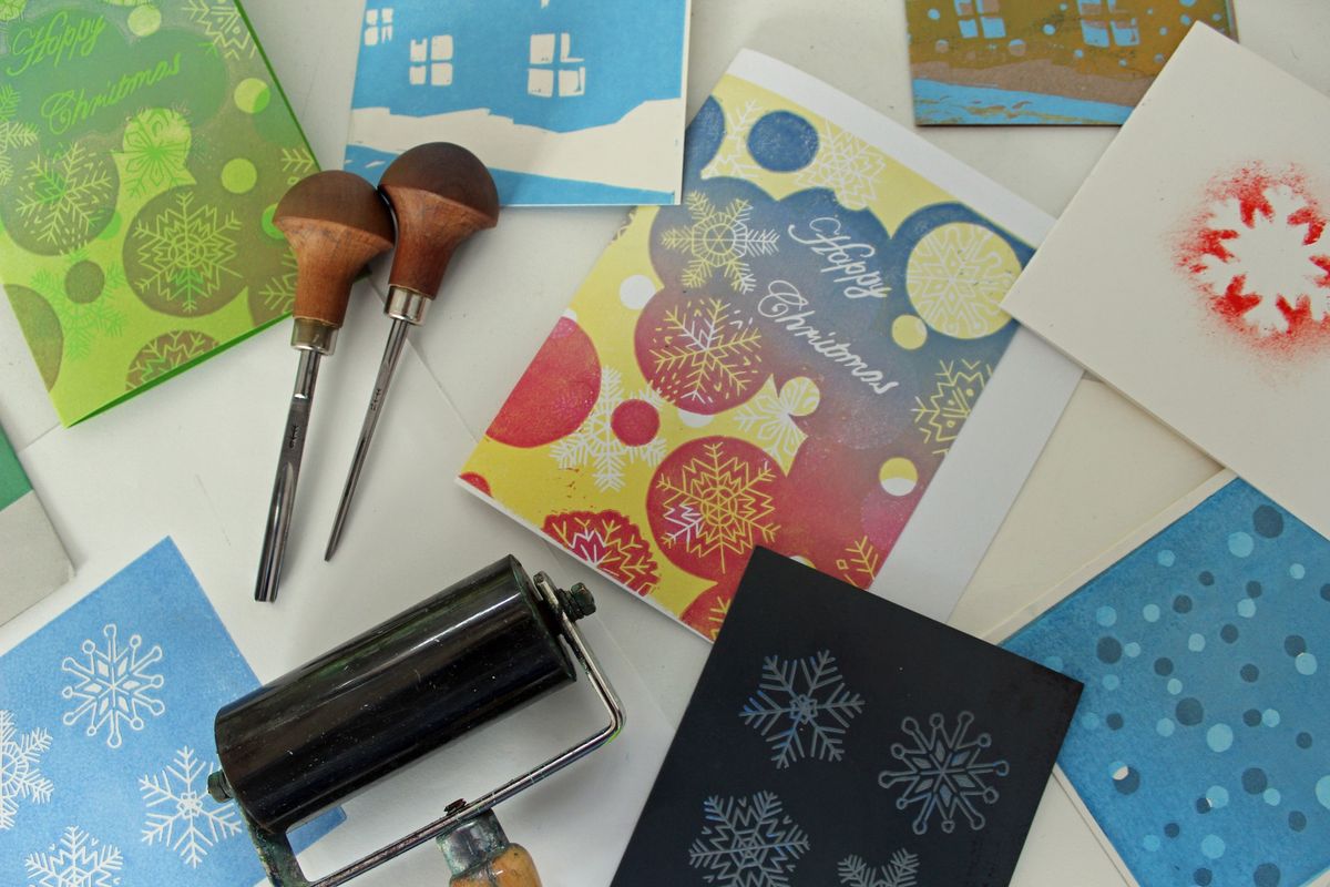 Christmas Printmaking in Bampton - last session