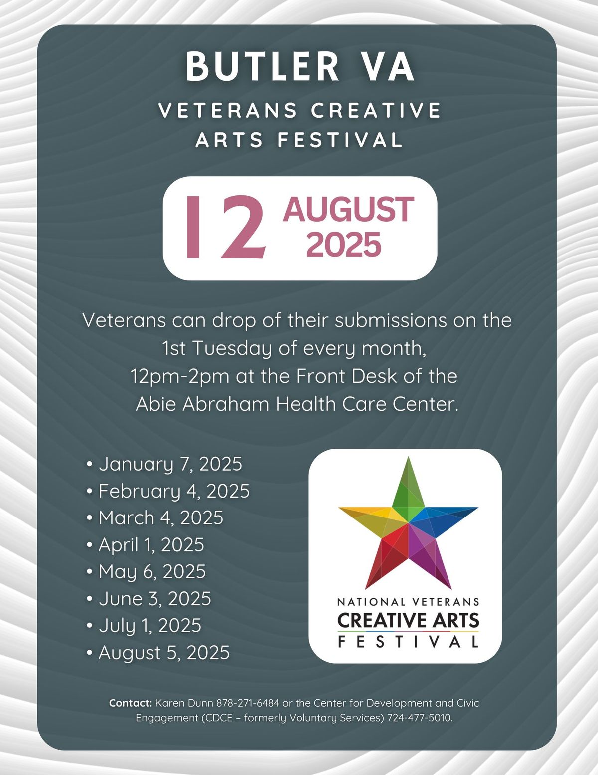 Veterans Creative Arts Festival Submission Drop Off 