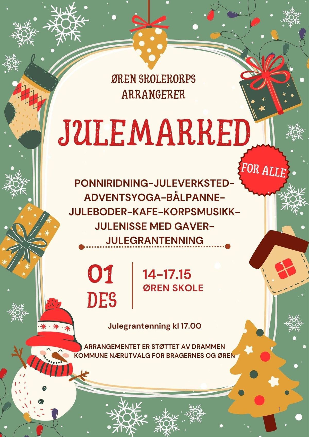 Julemarked og b\u00e5lkos p\u00e5 \u00d8ren skole