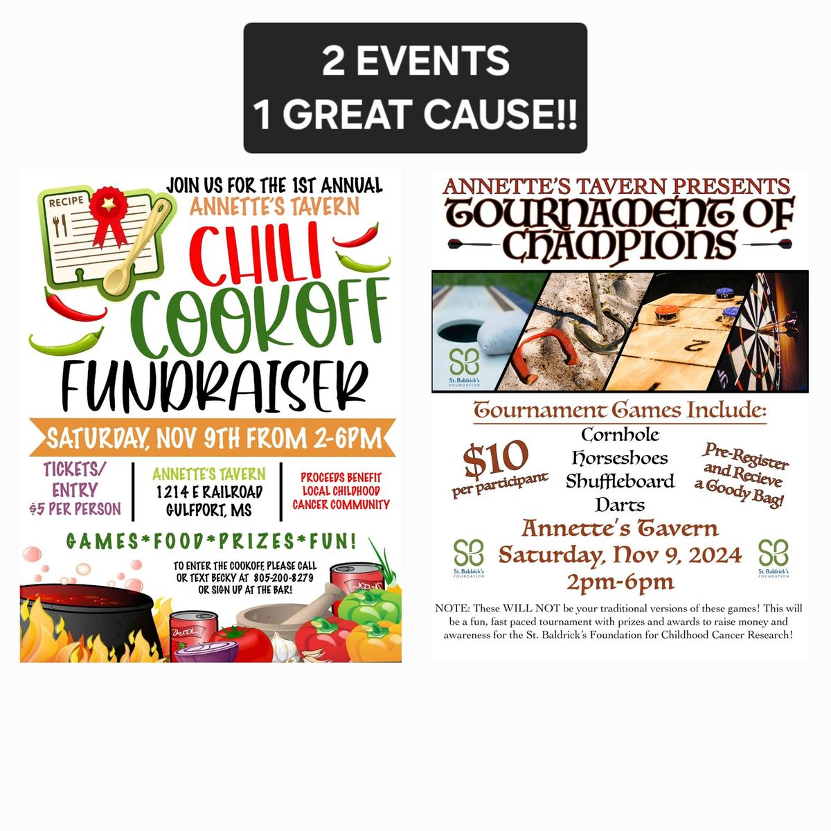 2 Events, 1 Great Cause!!!