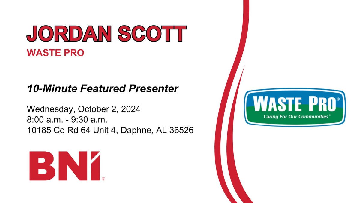 Featured Speaker: Jordan Scott with Waste Pro