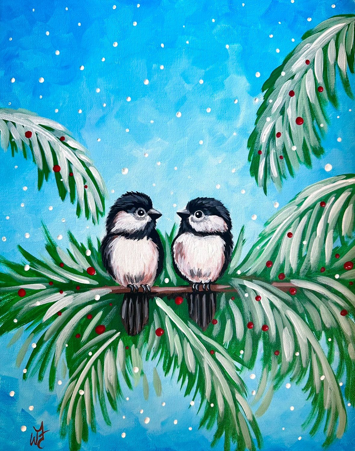 SOLD OUT! Winter Chickadee Paint Night at Jimmy's Pub - Creston