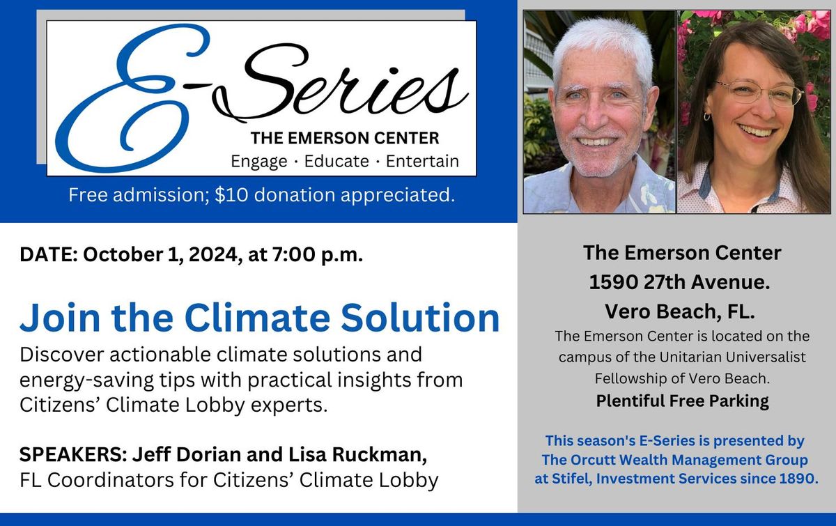 Join the Climate Solution: Emerson E-Series Welcomes Citizens\u2019 Climate Lobby Experts