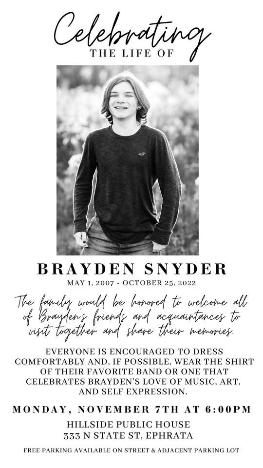 Celebrating the Life of Brayden Snyder