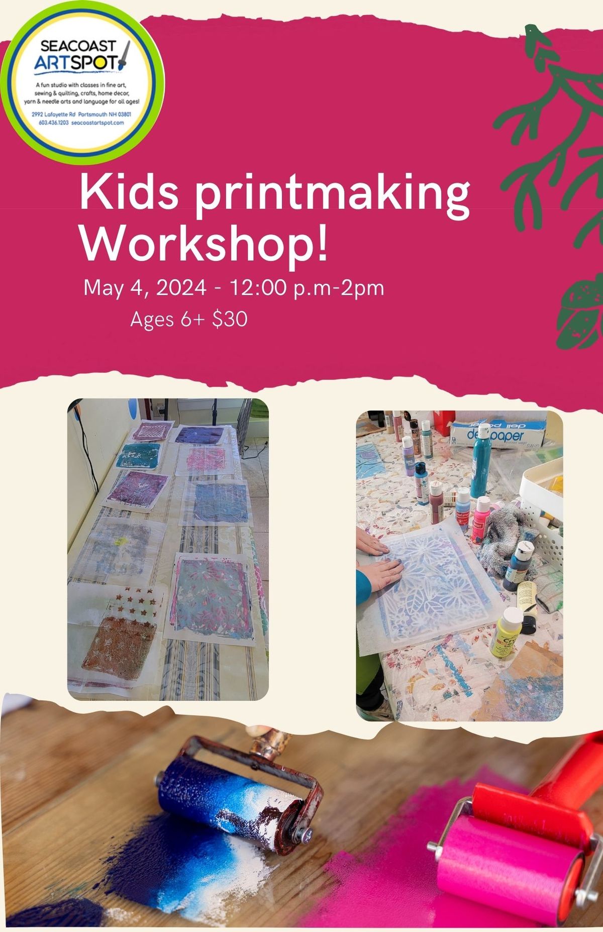Kids Printmaking Workshop! $30