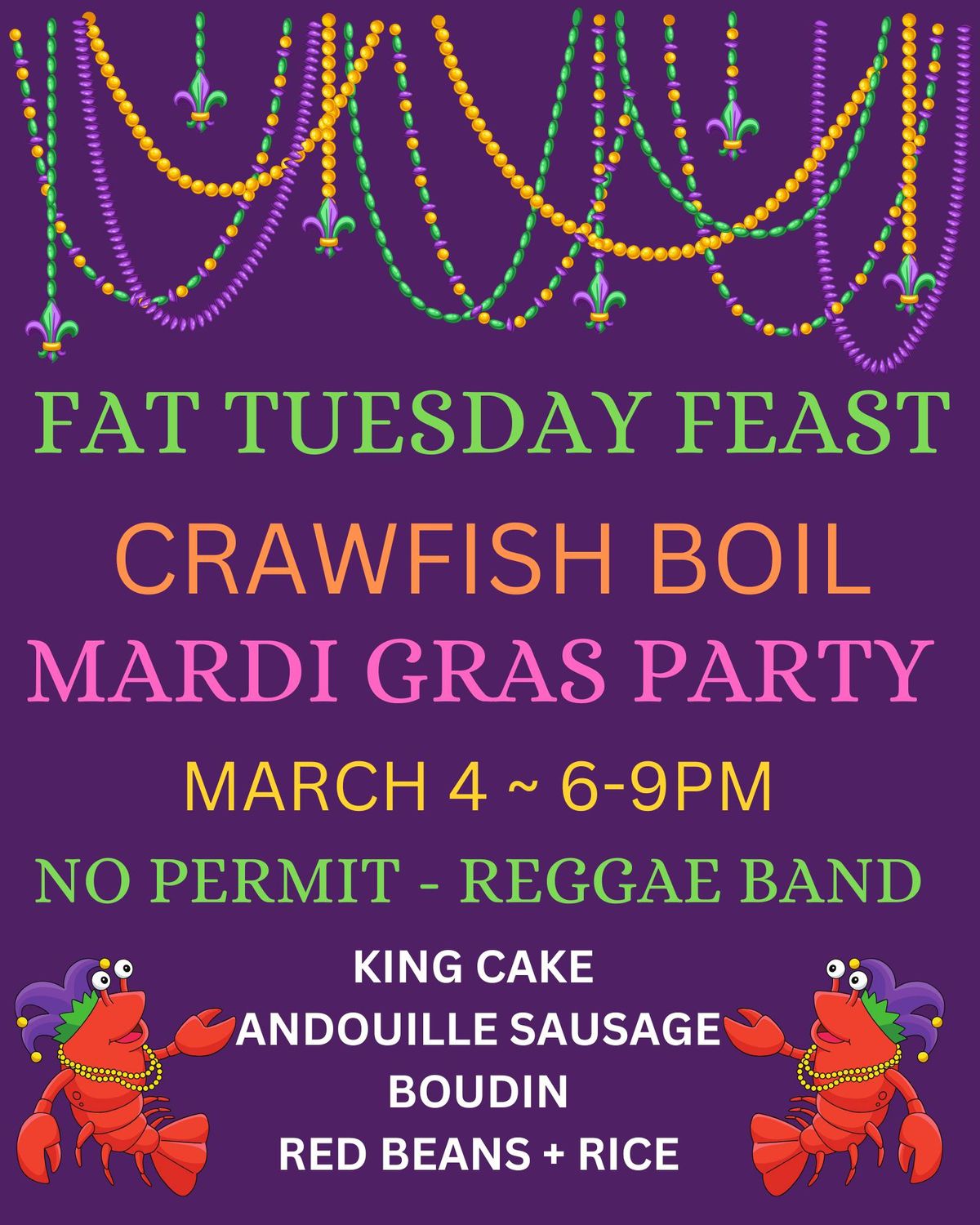 Mardi Gras Party - Fat Tuesday and Crawfish Boil 