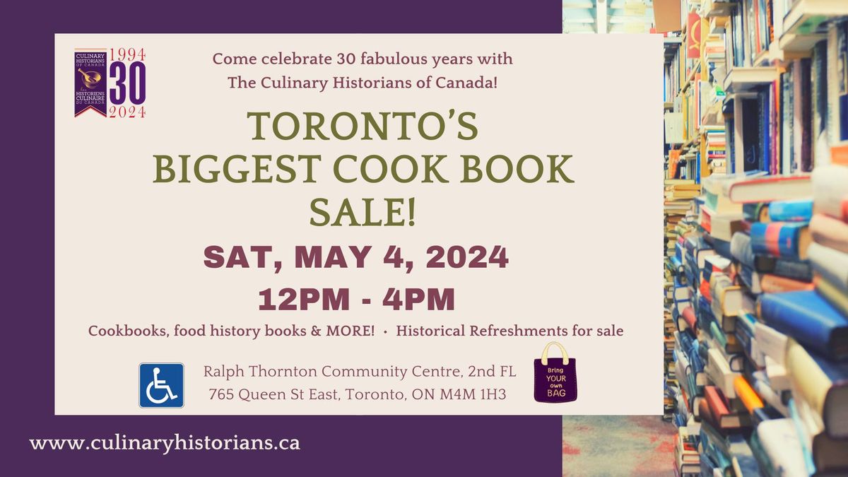 Toronto's Biggest Cookbook Sale! Presented by The Culinary Historians of Canada
