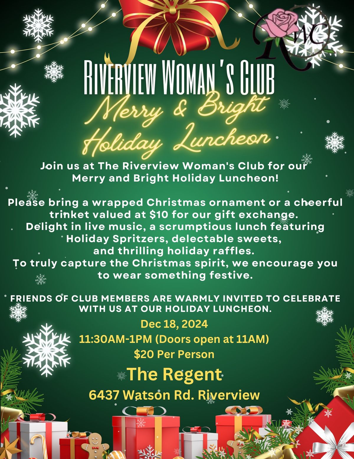 Riverview Woman's Club Merry & Bright Holiday Luncheon