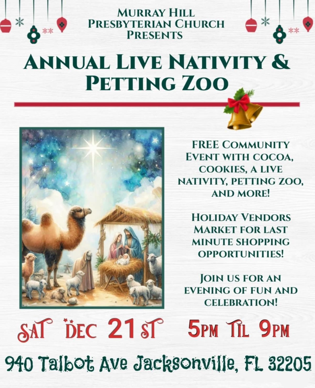 Annual Live Nativity and Petting Zoo