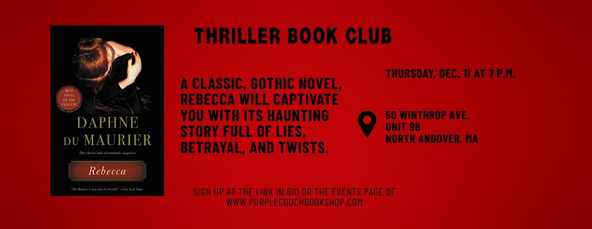 Thriller Book Club - Rebecca by Daphne Du Maurier