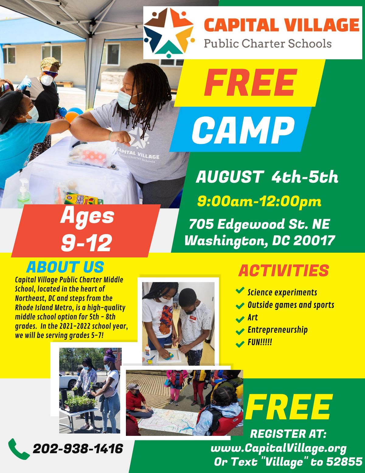 FREE TWO-HALF DAY CAMPS @CAPITAL VILLAGE PCS